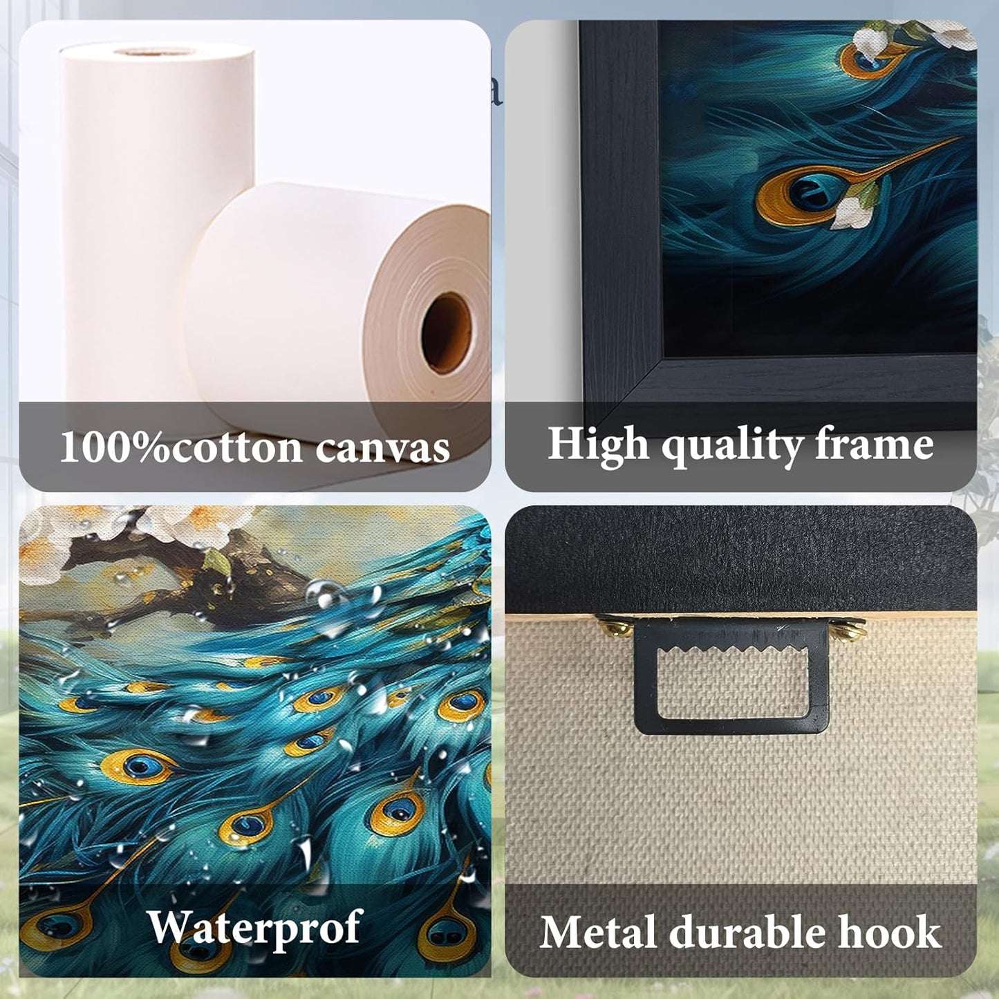 Peacock Large Framed Wall Art for Living Room Peacock Pictures Wall Decor Canvas Print Painting Home Decorations Artwork for Office Bedroom 36x24 inch