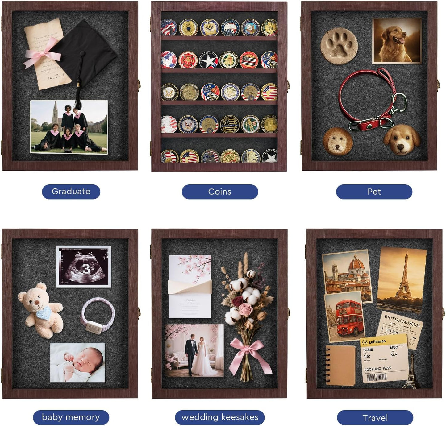 11X14 Shadow Box Frame with Slot, Medal/Challenge Coin Display Case, Wedding Keepsake/Pet Memorial/Baby Shadow Box, Best Bridal/Engagement/Wedding Registry/House Warming Gifts for Couple, Bride, Groom