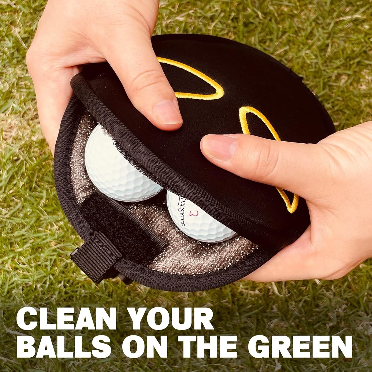 Golf Club Cleaner & Ball Cleaning Bag,Original Three-Layer Fabric Waterproof Technology,Golfer's Ultimate Green Clean Scrub Equipment Accessories,Removable Clips to Support Machine Washing