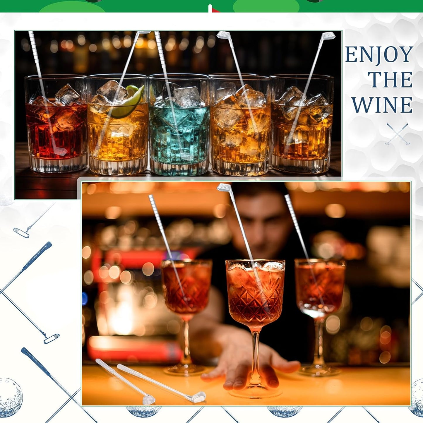 Roshtia 100 Pcs Golf Club Swizzle Stir Sticks Plastic Drink Stirrers Swizzle Sticks for Cocktails Coffee Liquor Cake Pops Golfing Club Gifts Golf Party Favors Decorations