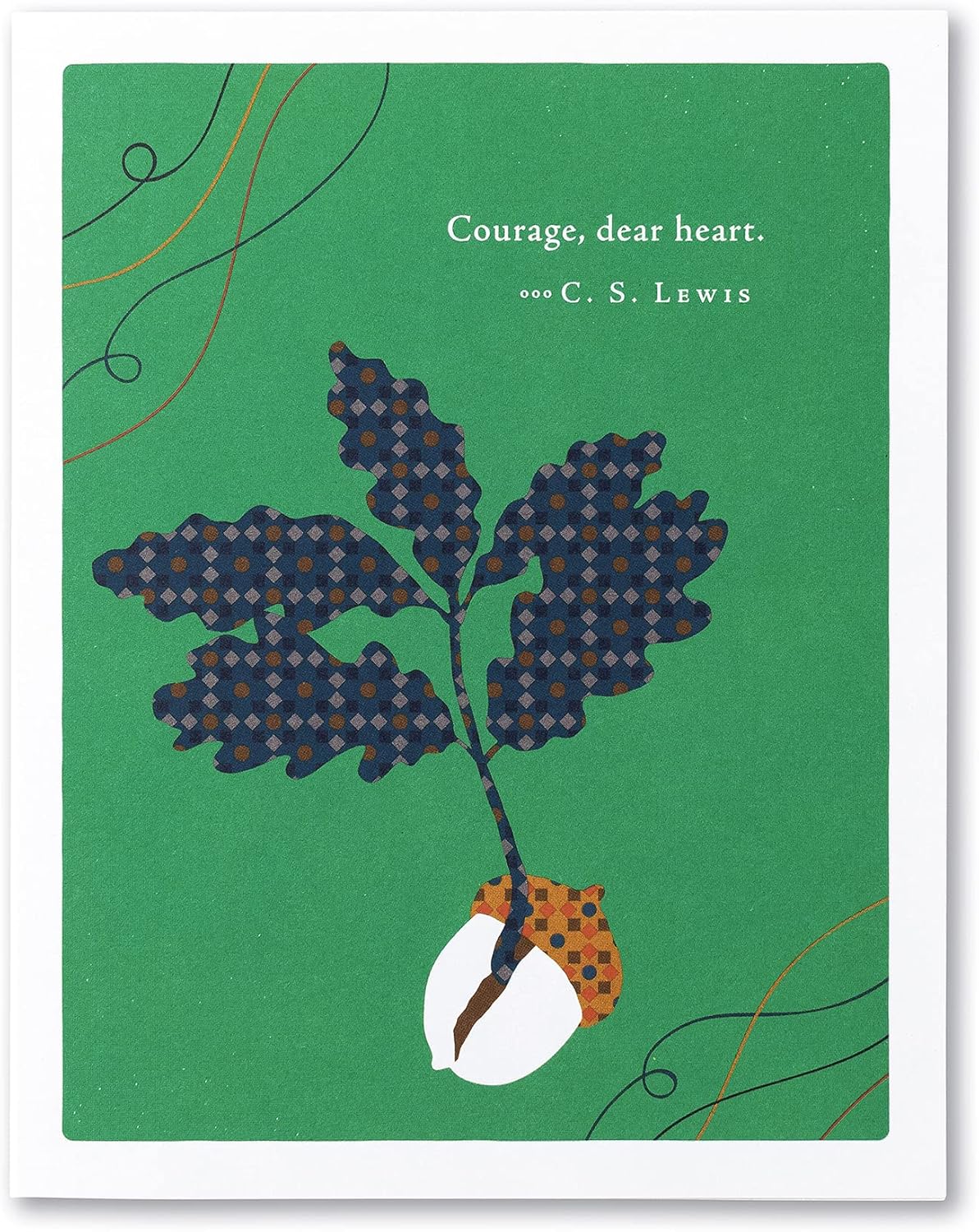 Compendium Positively Green 4-Pack of Encouragement Cards – Courage dear, heart (Four Cards Total, One Design, with Envelopes)