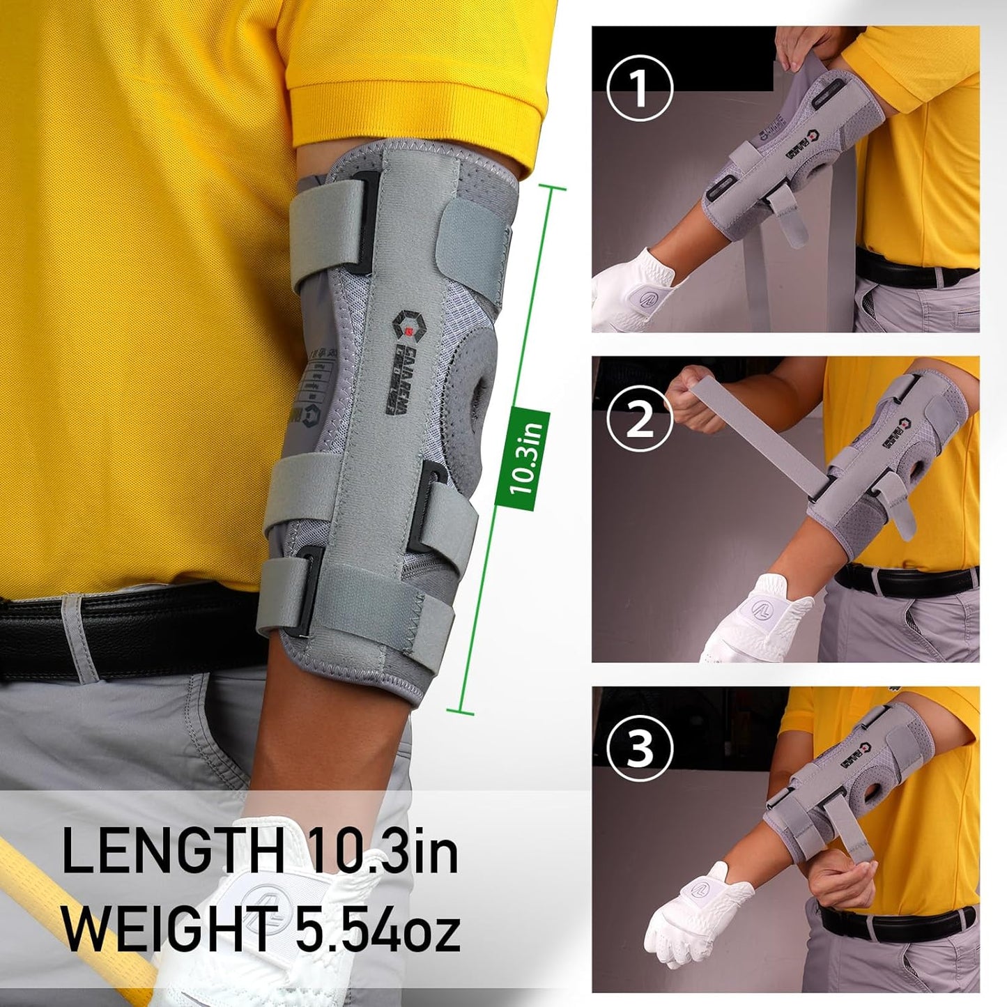 GAIARENA Golf Training Aid Straight Arm Elbow Brace Swing Trainer, Straight Away Swing Trainer Aid to Eliminate Chicken Wing Swing Golf Accessories Practice Equipment Gifts for Men Women Beginner
