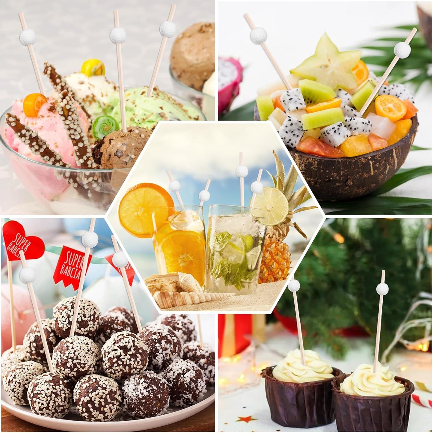 MEMOVAN 4.7 Inch Golf Cocktail Picks 100PCS Golf Theme Toothpicks Golf Skewers Sandwich Fruit Toothpicks for Appetizers Golf Catered Events Buffet Party Supplies