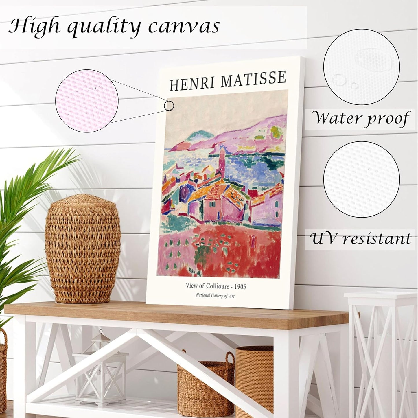 Induslyfe Framed Retro Vintage Wall Art Canvas Decor Set of 3, Matisse Wall Art Prints Poster Mid Century Modern Art, Sage Green Aesthetic Floral Botanical wall art, bedroom living room bathroom 12x16