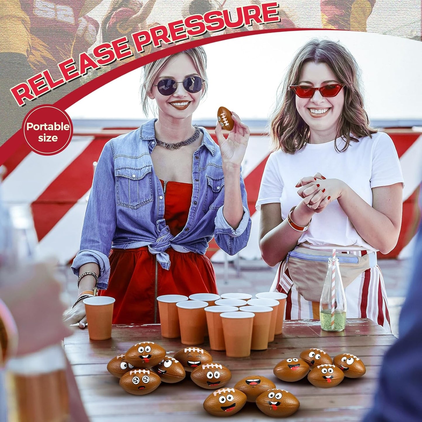 12 Pcs Mini Face Stress Balls for Boys Girls Sport Funny Face Squeeze Foam Balls for Stress and Anxiety Relief for Party Favors Birthday Gift Decoration(Football)