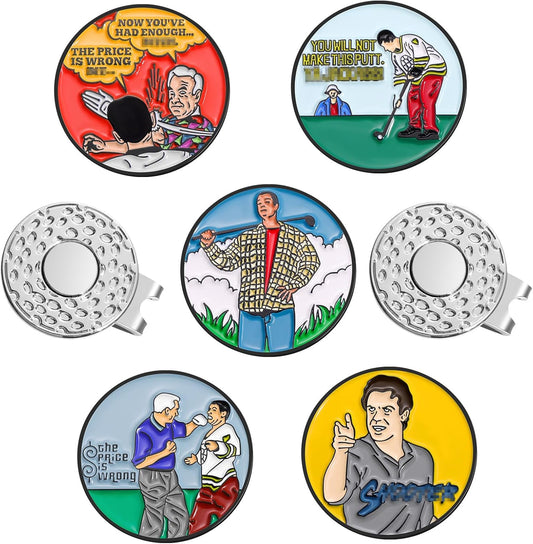 Funny Magnetic Ball Markers Clips, Humorous Enamel Golf Ball Markers for Putting Green, Happy Magnetic Golf Hat Clip with Golf Ball Marker for Golf Lovers Gifts