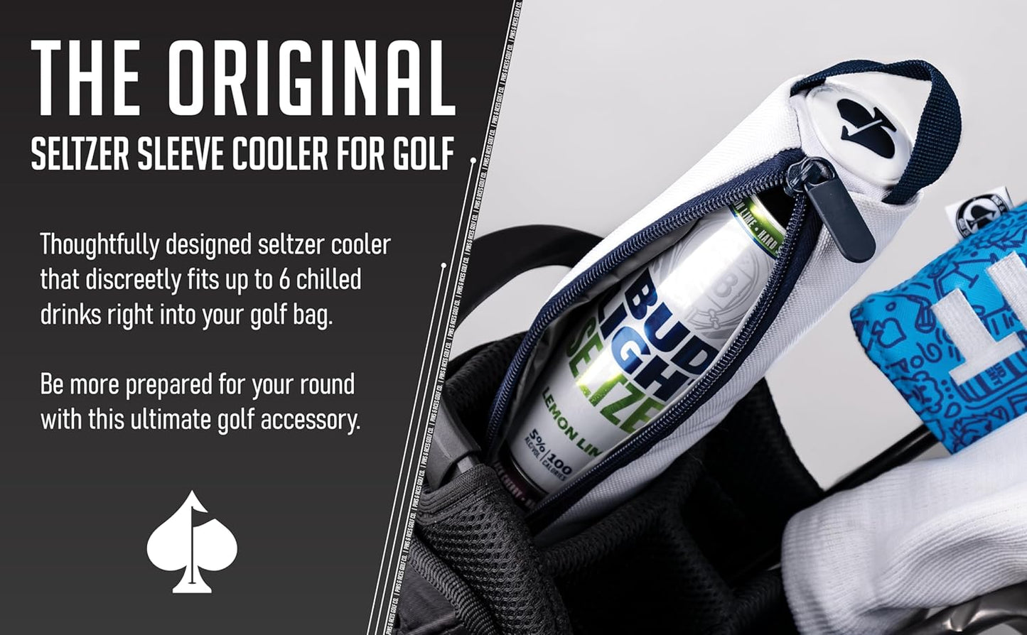 Pins & Aces Seltzer Sleeve 6-Can Insulated Cooler Sleeve - Stores Up to 6 Cans Discreetly in Your Golf Bag - Keeps Canned Beverages Cold On The Golf Course - Fits in Most Golf Bags Styles & Types