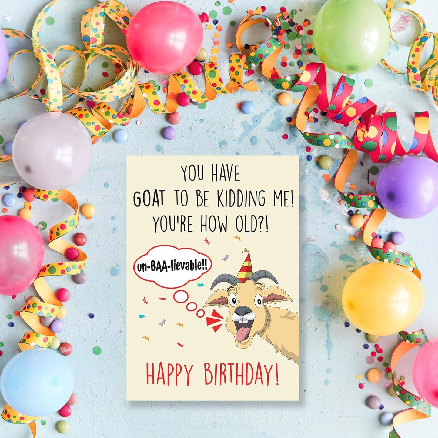 Cheerin Happy Birthday Card for Him or Her - Funny Goat Birthday Card - Hilarious Gag Gift for Men Women Girlfriend Boyfriend Husband Wife