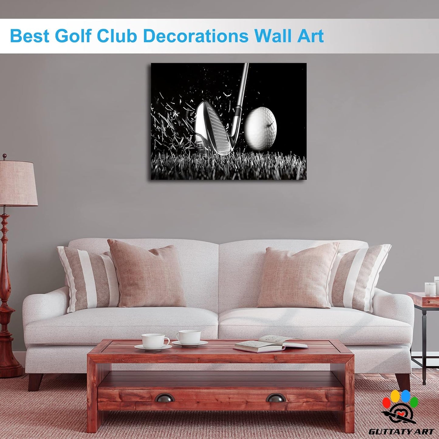 GUTTATY Golf Wall Art, Golf Pictures Posters Canvas Print Wall Decor for Golfer's Man Cave Home Ofice Ready to Hang (18x24 Inches)