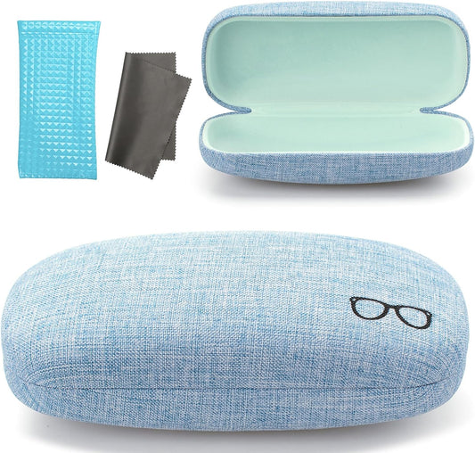 Vemiss Hard Shell Eyeglasses Cases, Linen Fabrics Protector Sunglasses Case, Large Glasses Case