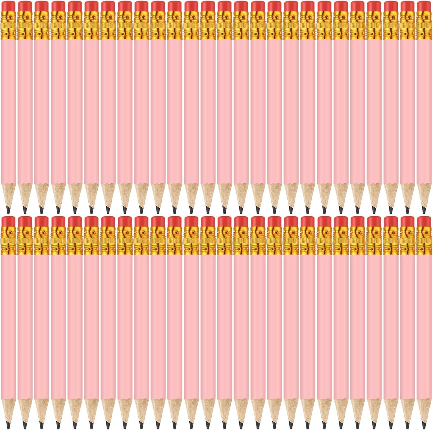 50 Pcs 4 Inch Mini Golf Pencils with Erasers Bulk Pack of Wooden Pencils for Parties Weddings School and Offices (Pink)