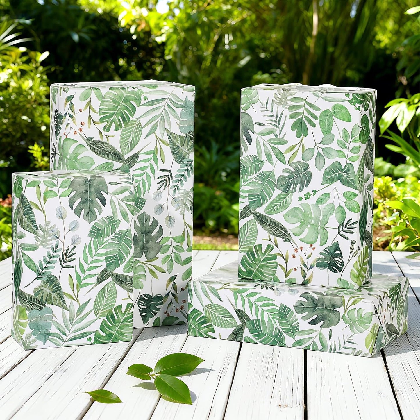 Pineraap Greenery Wrapping Paper Roll - 17Inch x16.4Feet - Green Leaves Wrapping Paper Green Botanical Leaves Gift Wrap for Wedding,Bridal Shower,Party