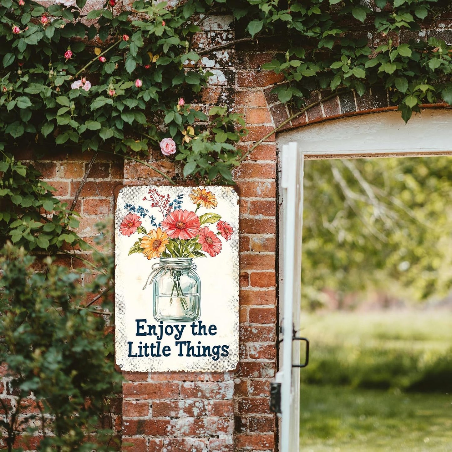 Metal Tin Sign Garden Signs Vintage Flower Signs Funny Fresh Flowers Sign Decorative Signs And Plaques For Kitchen Enjoy The Little Things Sign Farmhouse 8x12 Inch