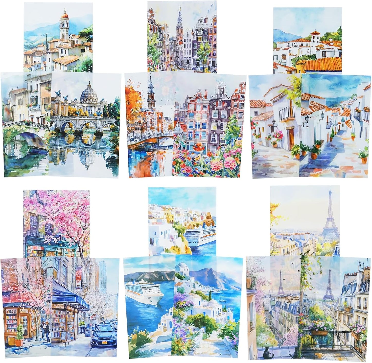 Travel Scenery PET Sticker Set, 60PCS Large Landscape Scrapbook Supplies for Journaling, DIY Crafts and Planner