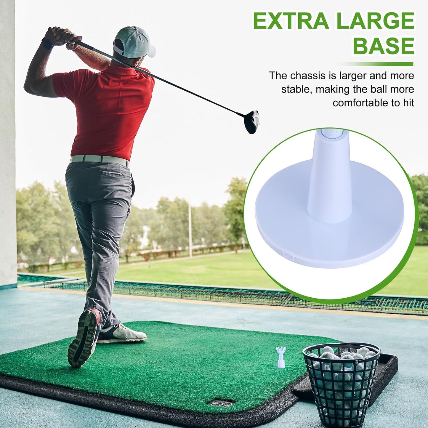 6 Pieces Adjustable Golf Tees Set for Driving Range Mats Simulator 2.1-2.9 Inches Height Range Tees Rubber Plastic Unbreakable Golf Accessories for Indoor Outdoors, White