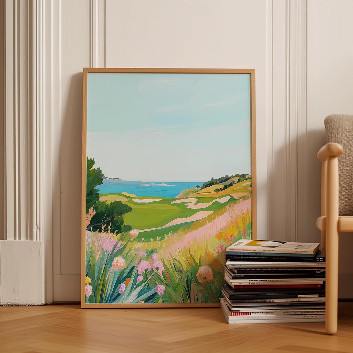 Golf Course Floral Pastel Art Print Posters - Premium Giclee Fine Art Prints - Golf Course Home Decor Posters, Golfer Art Prints for Home and Office Decor - Vintage Aesthetic, Ready to Frame