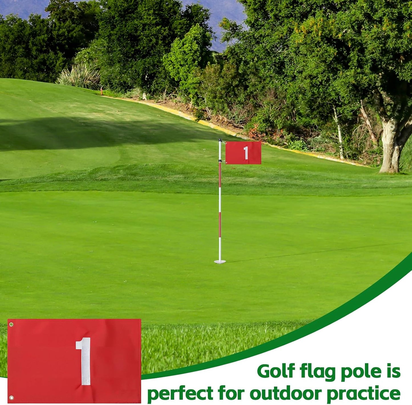 Golf Flagstick, 6 Ft Golf Hole Flags for Putting Green, Double Sided Golf Pin Flag for Yard with 5-Section Pole and Ball Retriever, 1 Pack (Number 1)