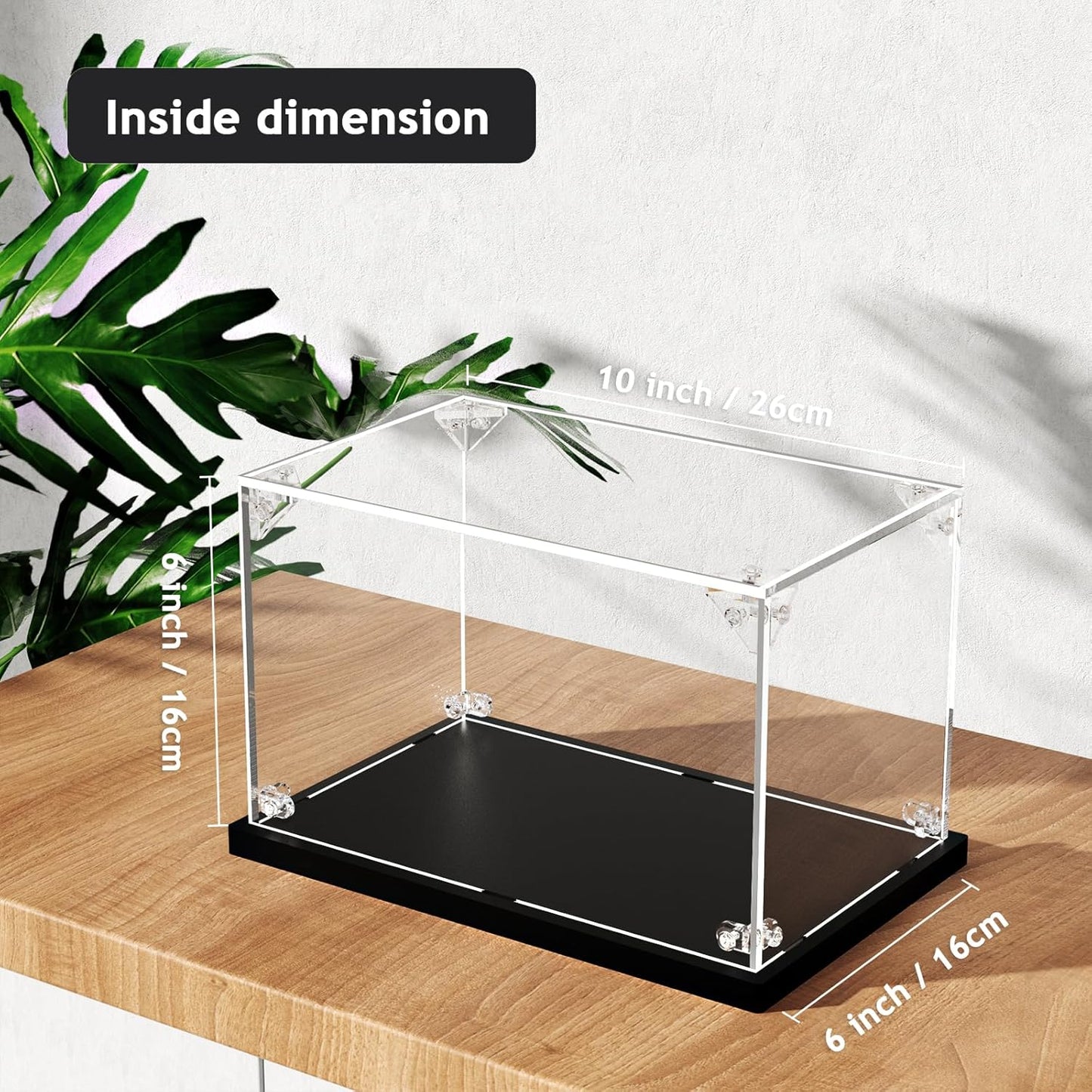 Clear Acrylic Display Case, Self-Assemble Showcase for Collectibles, Action Figures, Dolls, Toys - Alternative Glass Box for Commemorative Gifts（10*6*6inch,26*16*16cm）