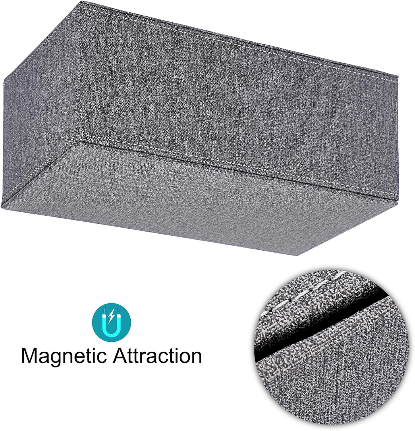 Sumnacon Tissue Box Cover Rectangle Linen Tissue Box, Stylish Tissue Box Holder with Magnetic Bottom,Decorative Tissue Cover for Bathroom Living Room Toilet Table Desk Office Car, Grey