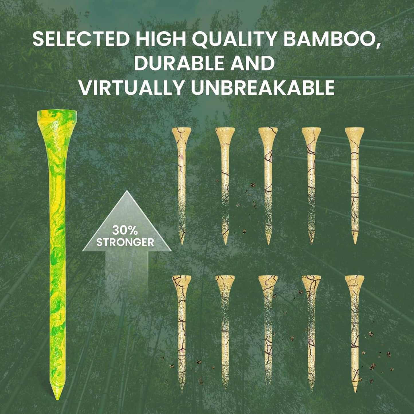 Amy Sport Golf Tees Styllish Bamboo Wooden Coloured Painted Bulk 200 Pack 1 1/2 3 1/4 2 3/4 Inch Tee, Enhanced Visibility Color Purple Pink Green Blue, Practice for Men Women