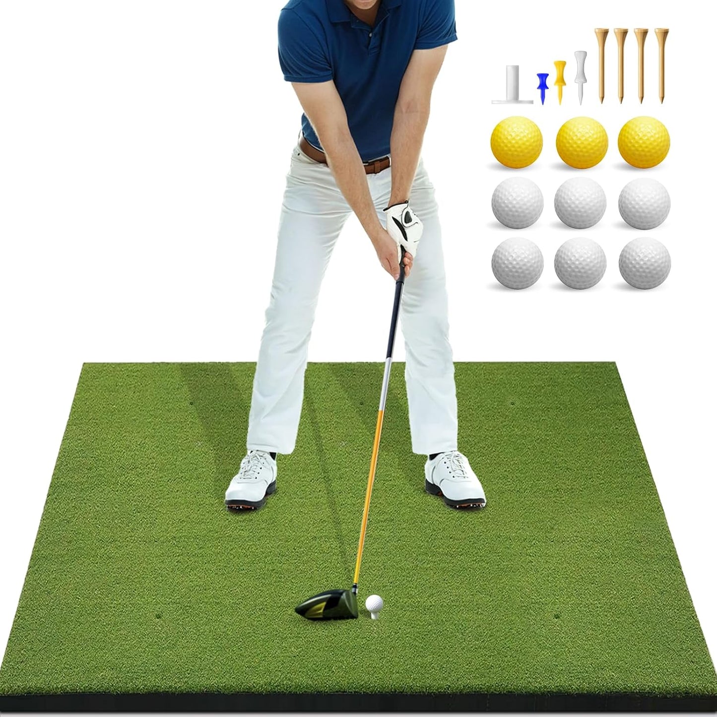 Bltend Golf Mat: 5x4ft & 5x5ft Heavy-Duty Golf Hitting Mats Practice Outdoor/Indoor, Elite Dense Artificial Turf Matt Training Aid for Backyard/Garage/Driving Range/Simulators