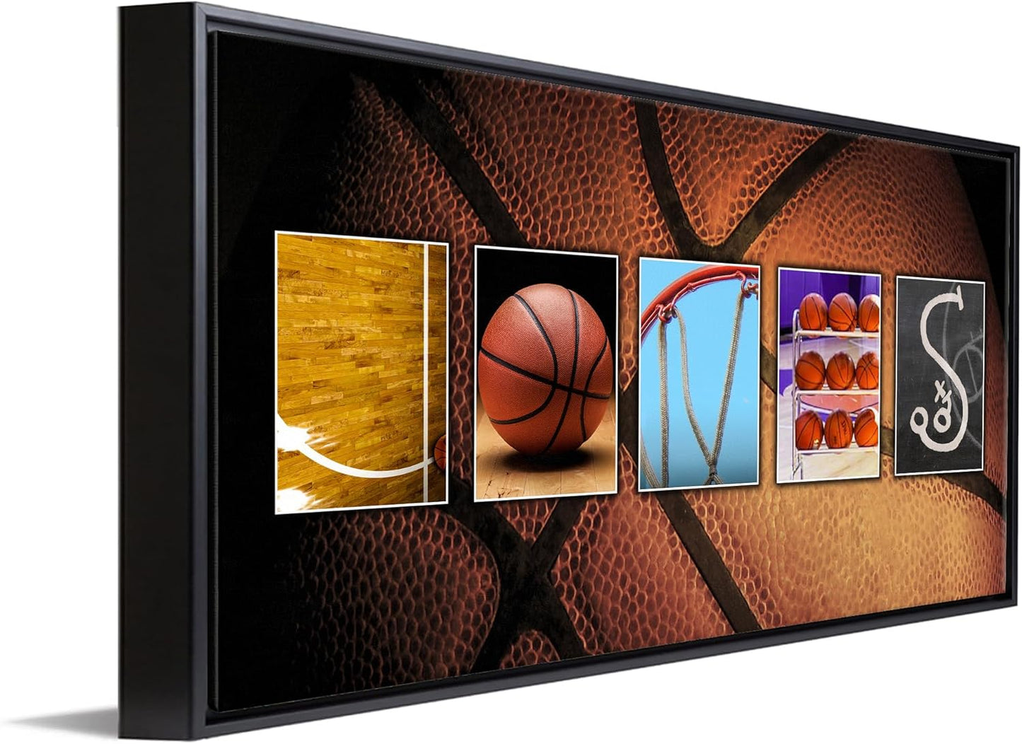 Personal-Prints BASKETBALL Personalized Décor or Gift for the Basketball Player, Coach, or League | Customized Basketball Name Wall Art Gift (16"x32" Float Framed Canvas)