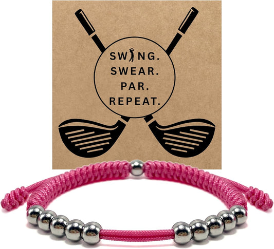 LAMIBEE Premium Golf Stainless Steel 10 Bead Score Counter Bracelet, Golf Stroke Count Bracelet, Resizable Easy Adjust Golf Round Scoring Tracker, Durable Stylish Golf Accessory