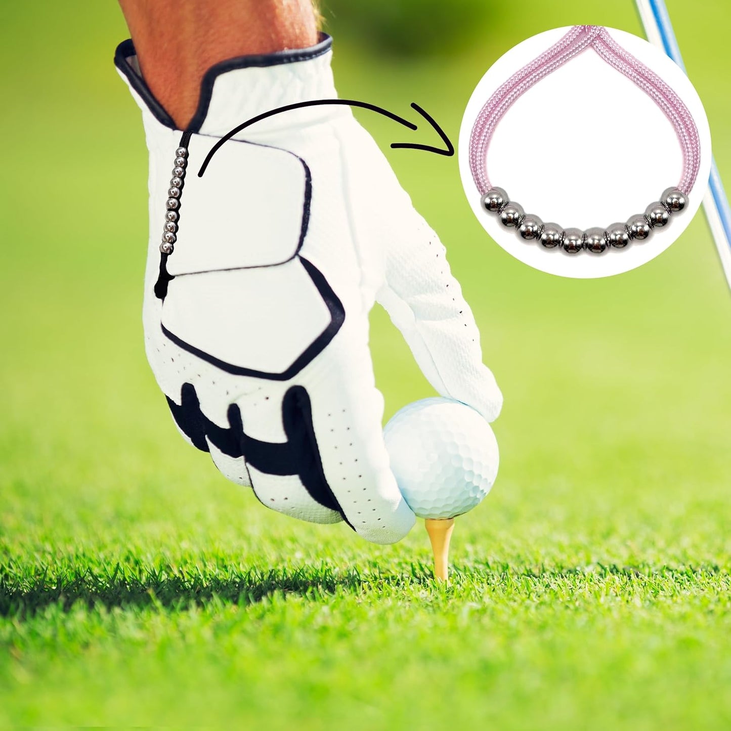 LAMIBEE Pack of 2 Golf Glove Bead Stroke Counter, 10 Stainless Steel Beads Score Counter for Gloves, Stroke Count Resizable Easy to Adjust Golf Round Scoring Tracker Accessory