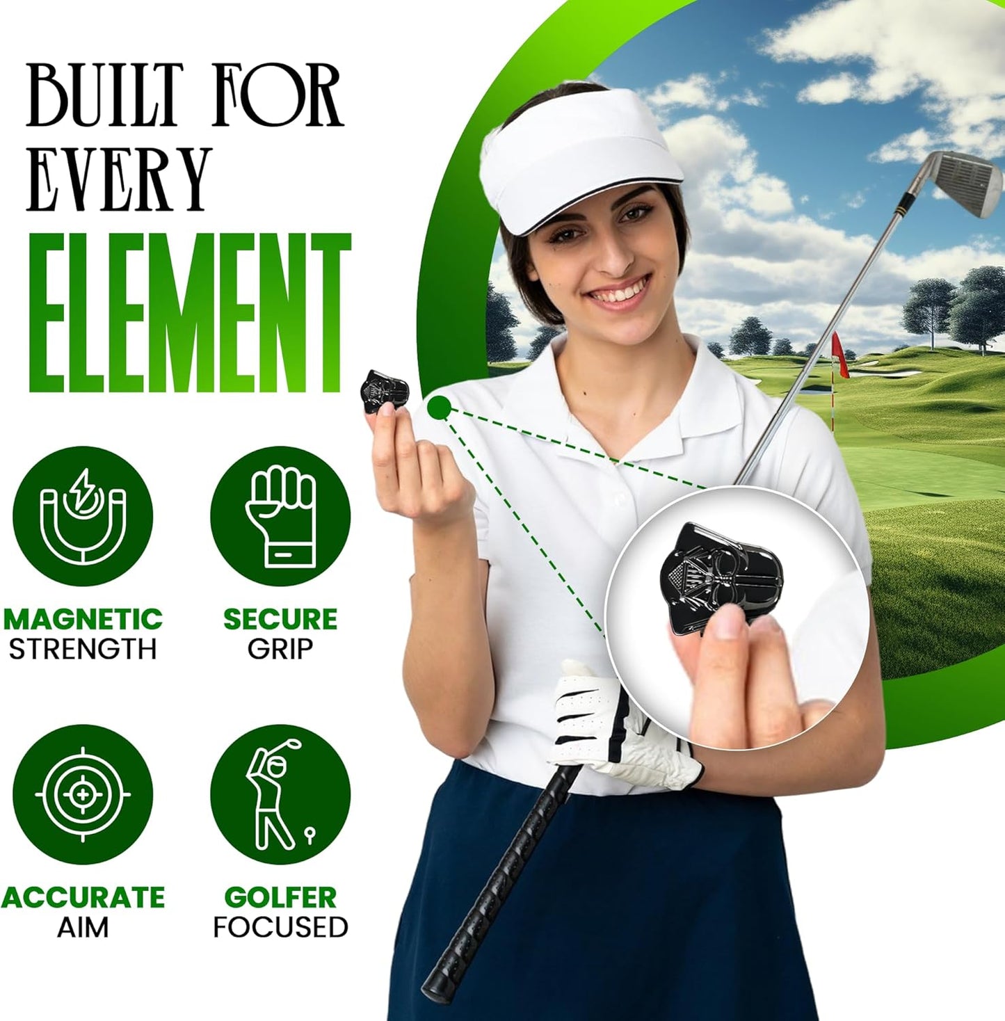 K9King Funny Golf Ball Marker with Magnetic Hat Clip – Unique Durable Enamel Ball Marker – Enhanced Golfing Fun Waterproof Scratch Free Golf Accessories and Gifts for Golfers