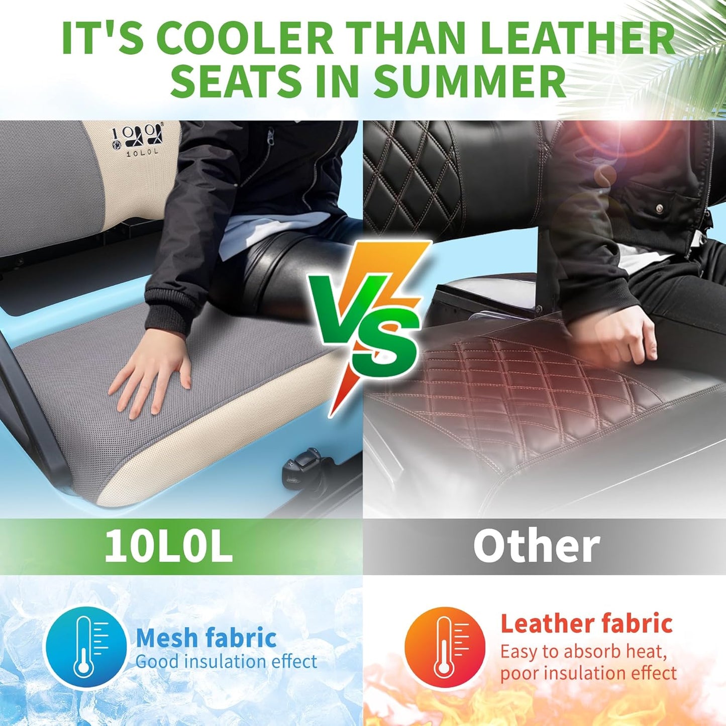 10L0L Golf Cart Seat Covers Universal for Yamaha Club Car Precedent Standard Front Seats, Breathable Mesh Bench Seat Cover, No Drilling Seat Cushion, All-Season Comfort Cool in Summer & Warm in Winter