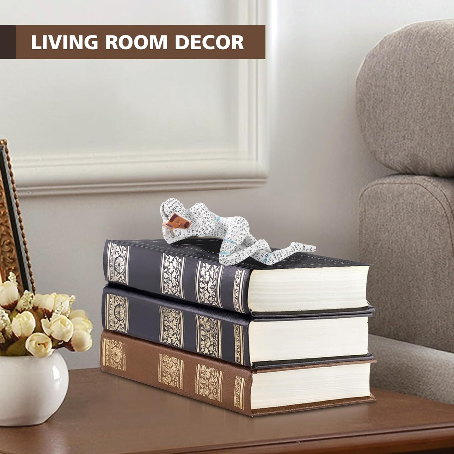 GRAPMKTG Home Decor Pulp Reading Women Thinker Statue Aesthetic Sculpture Room Decor Modern Abstract Decoration on Shelf Table Desk for Living Room Office Bedroom H