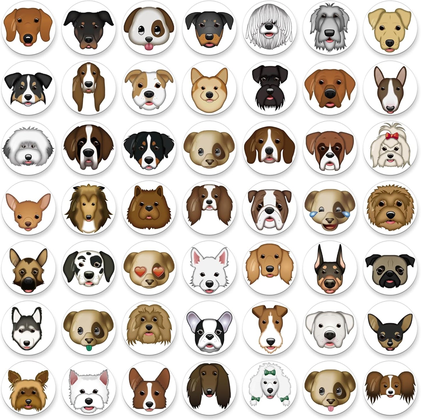 MORCART 54Pcs Emoji Refrigerator Magnets Fridge Magnets for Locker Whiteboard - Cut Dog Magnets Funny Magnets for School Home Kitchen Office Gift for Family and Friend EM-024