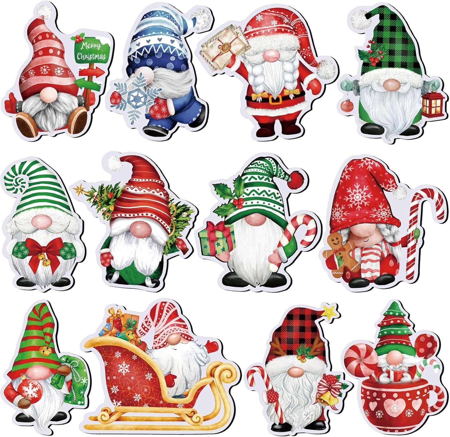 12 Pieces Christmas Refrigerator Magnets Christmas Gnome Magnets Winter Holiday Magnets for Locker Fridge Home School Decor