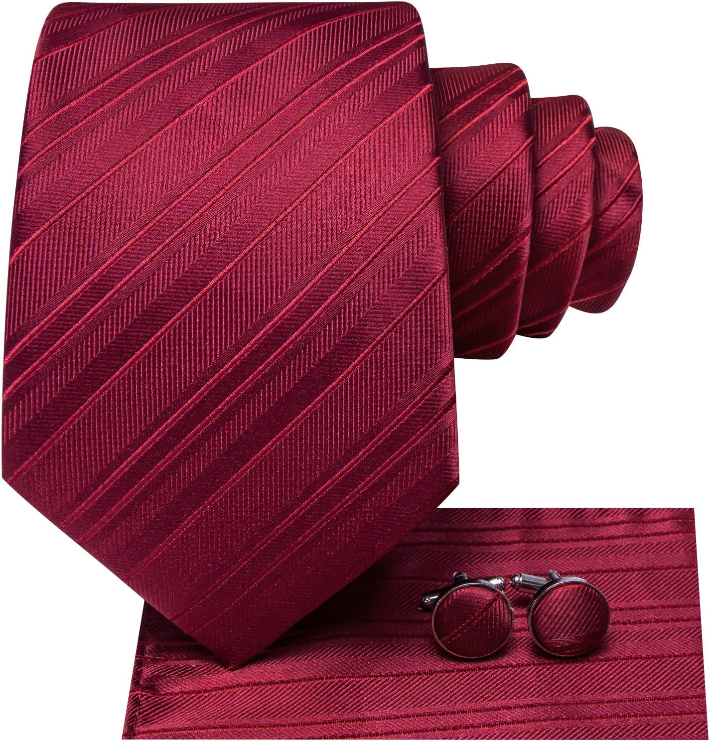 Dubulle Mens Paisley Striped Tie WOVEN Necktie for Men and Handkerchief Cufflinks Set Wedding Formal Business