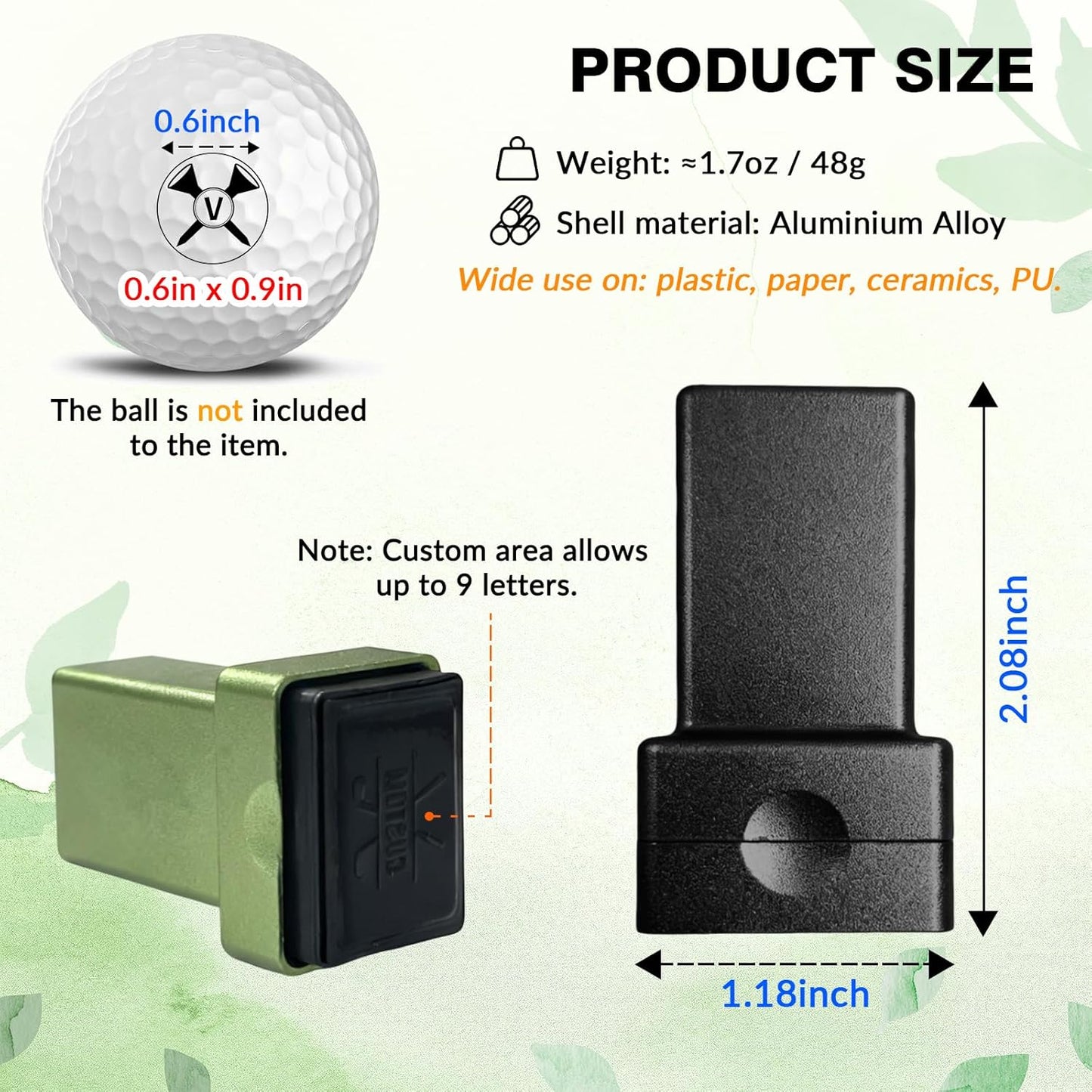 Custom Golf Ball Stamp - Personalized Large Self-Inking Marker for Golf Balls | Quick-Dry Waterproof Logo Stamp | Reusable Custom Golf Gift for Golfers