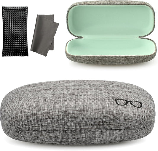 Vemiss Hard Shell Eyeglasses Cases, Linen Fabrics Protector Sunglasses Case, Large Glasses Case