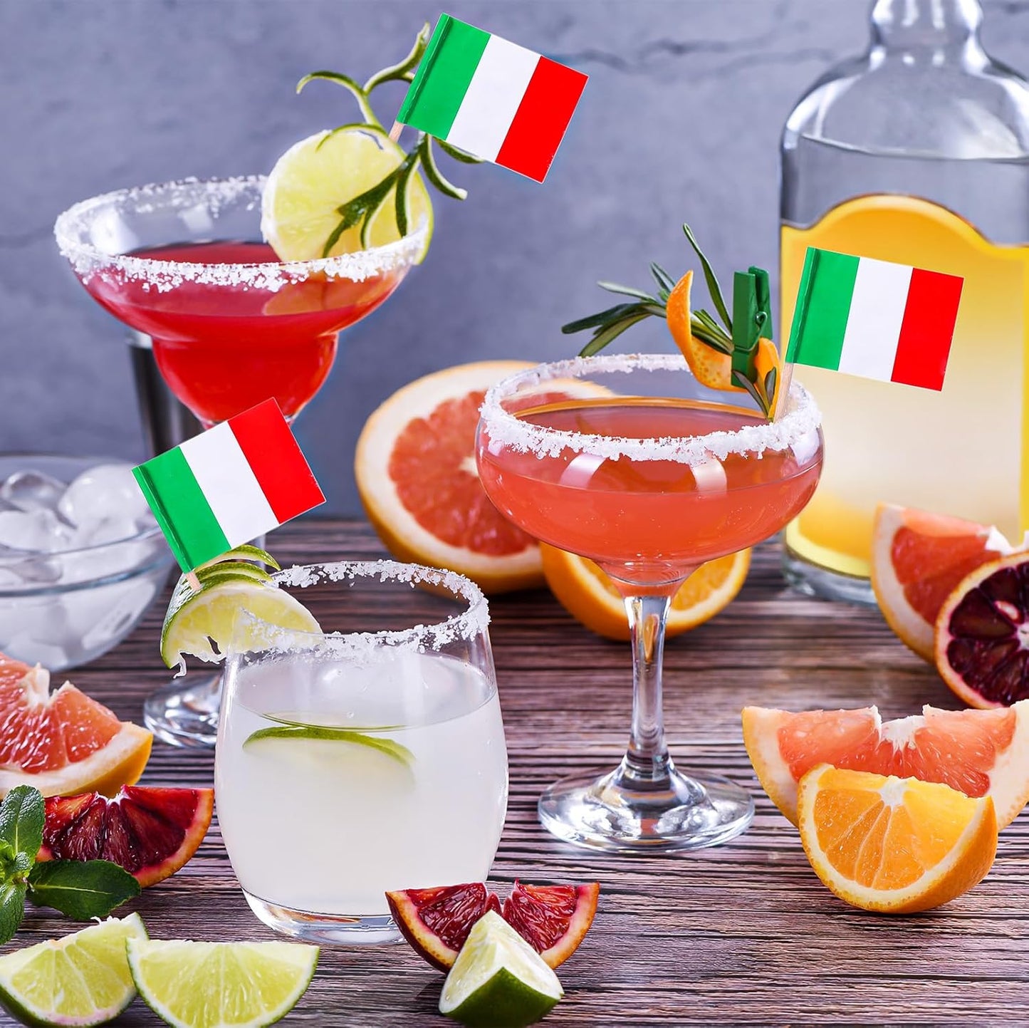 Meanplan 1000 Pcs Italy Flag Italian Toothpick Flags, Cocktail Picks Small Mini Stick Italy Cupcake Toppers Country Picks Party Decoration Celebration Cocktail Food Appetizers Bar Cake Flags