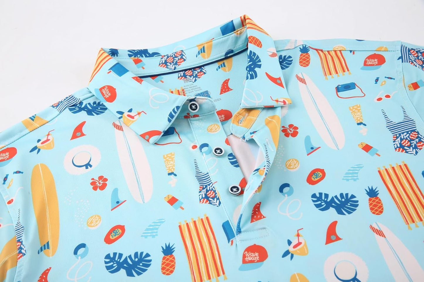 Alex Vando Mens Hawaiian Golf Shirt Moisture Wicking Digital Print Golf Shirts for Men