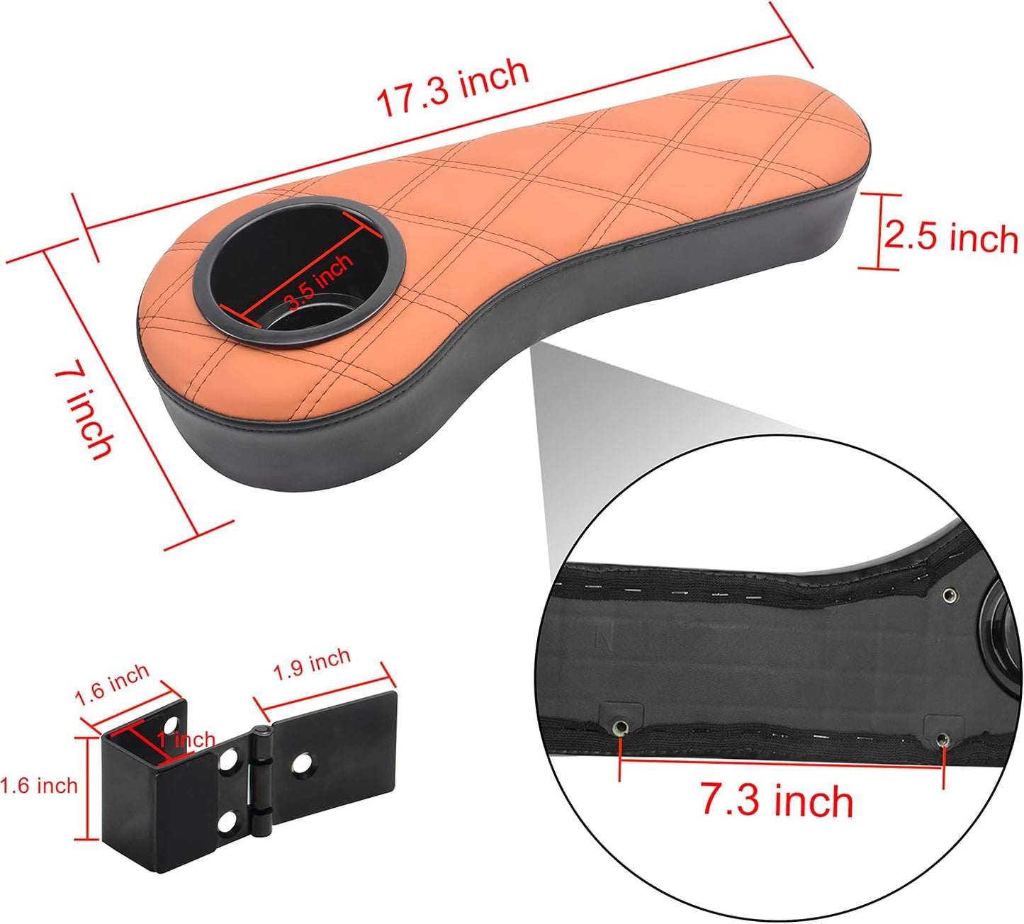 NOKINS Golf Cart Diamond Flip Armrest with Cup Holder, No Drilling Required, Golf Cart Folding Hinged Armrest, Inward Mount, for Club Car EzGo Yamaha Back Seat Kit