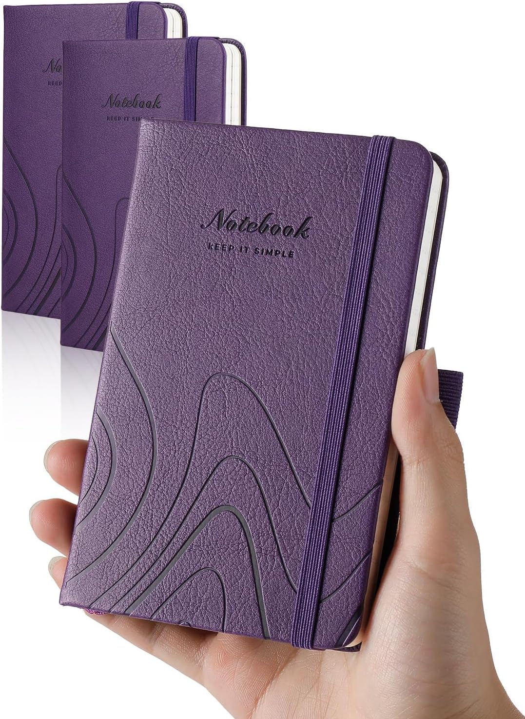 AISBUGUR Pocket Notebook, Small Notebook, 2-Pack Total 320 Pages,3.7" x 5.7" Pocket Notebook (2 Pack, Purple)