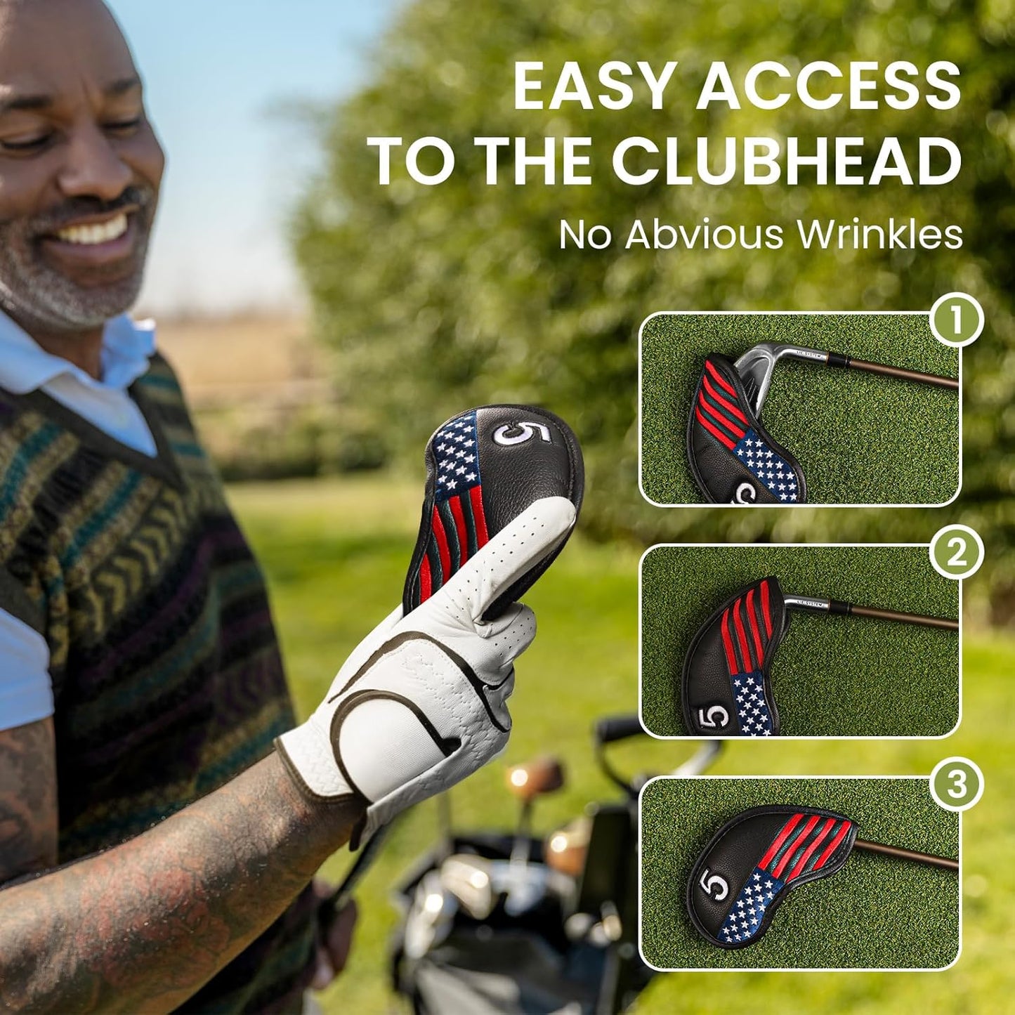 Golf Club Covers Iron Value 12 Pack Stylish Synthetic Leather Headcover, Embroidery Numbers Head Covers Universal Protector Fit Main Iron Wedge Clubs, Accessories Travel for Men Women