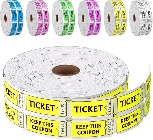 Fluorescence Raffle Tickets Double Roll 2000 Tickets Neon Yellow 50/50 Tickets for Events, Entry, Class Reward, Fundraiser & Prizes