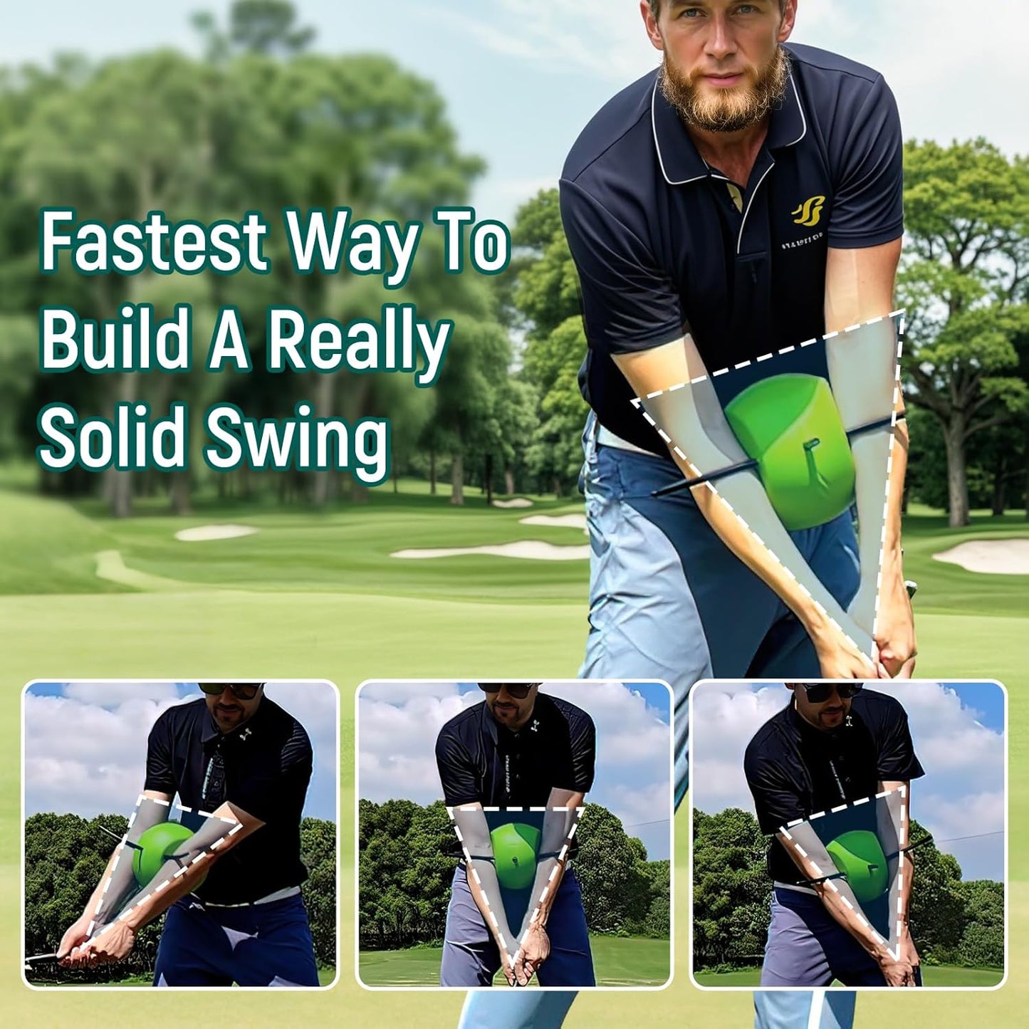 The Connector Golf Training Aid, Golf Swing Trainer for Posture Correction Practice, Golf Swing Training Aid, Golf Training Aids Helps Train Proper Swing Mechanics, Arm Structure