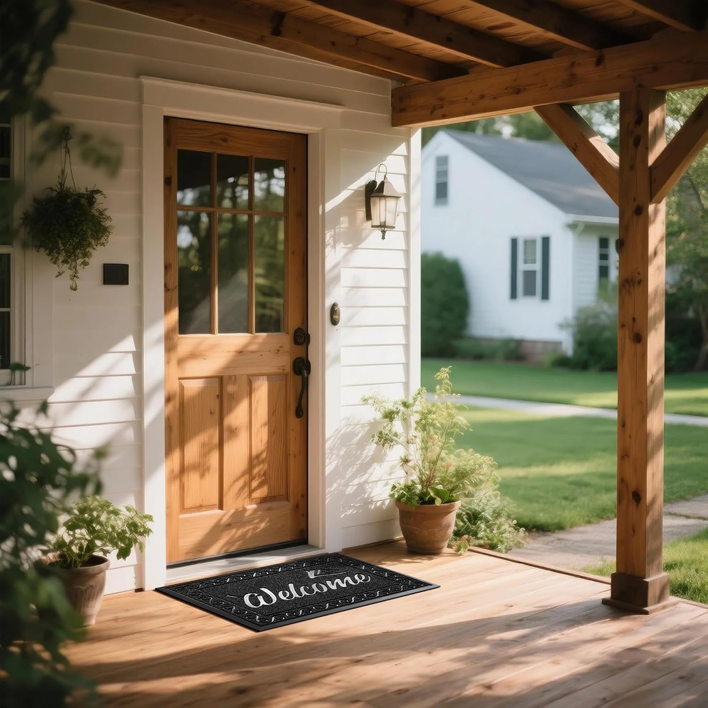 Yimobra Welcome Mat Outdoor Indoor, Waterproof Heavy Duty Front Door Mat Outside Entrance, Extra Sturdy Non-Slip Doormat, Low Profile, Dirt Trapping, 36x24 Inches, Black