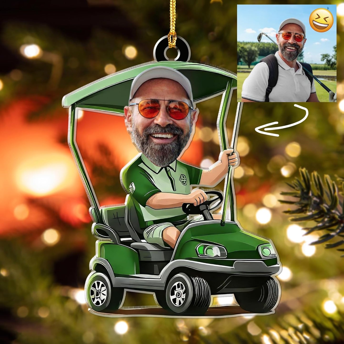 Custom Photo Golf Ornament 2025, Personalized Picture Golfer Ornament, Customize Acrylic Ornaments for Christmas Tree, Gifts for Golf Lover