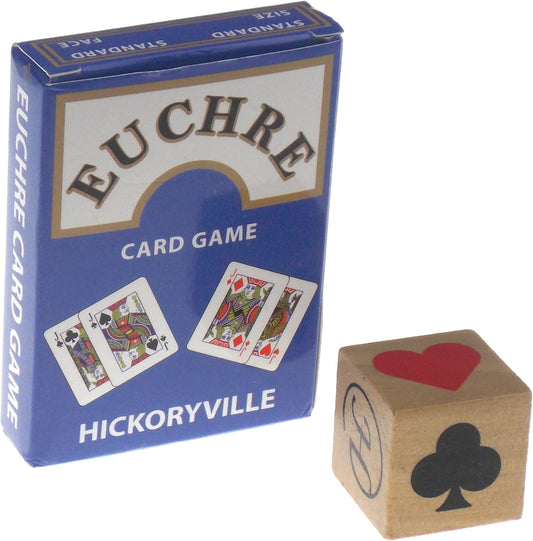 Hickoryville Euchre Playing Cards Set – 2 Decks with Suit Marker Dice – Classic Euchre Card Game Bundle