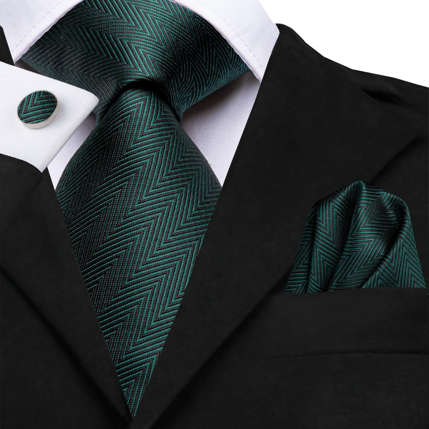 Dubulle Mens Paisley Striped Tie WOVEN Necktie for Men and Handkerchief Cufflinks Set Wedding Formal Business