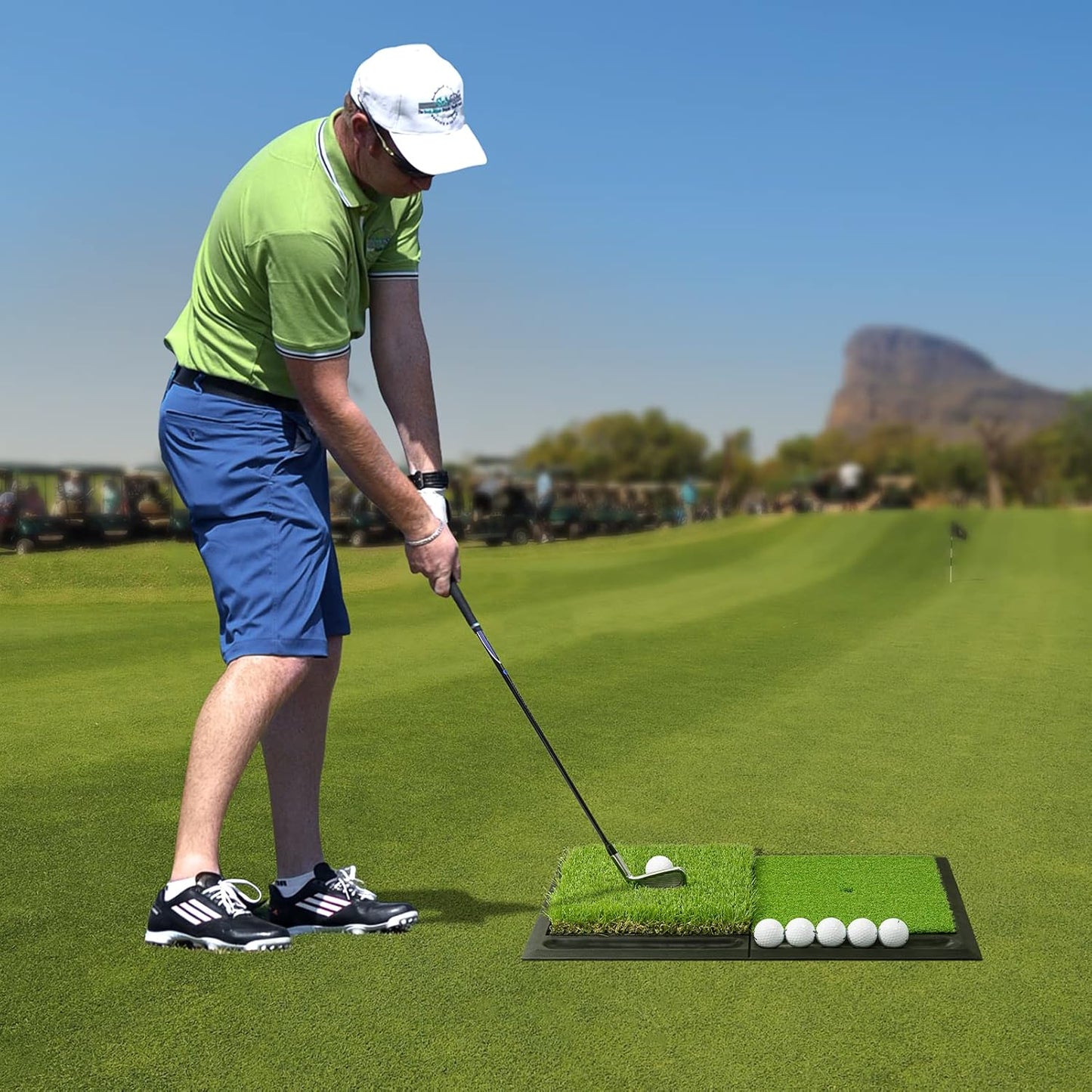 JAYA Golf Hitting Mat with Heavy Rubber Base, Foldable Golf Practice Mat for Indoor and Outdoor Training, Fairway & Rough Turf for Swing and Chipping