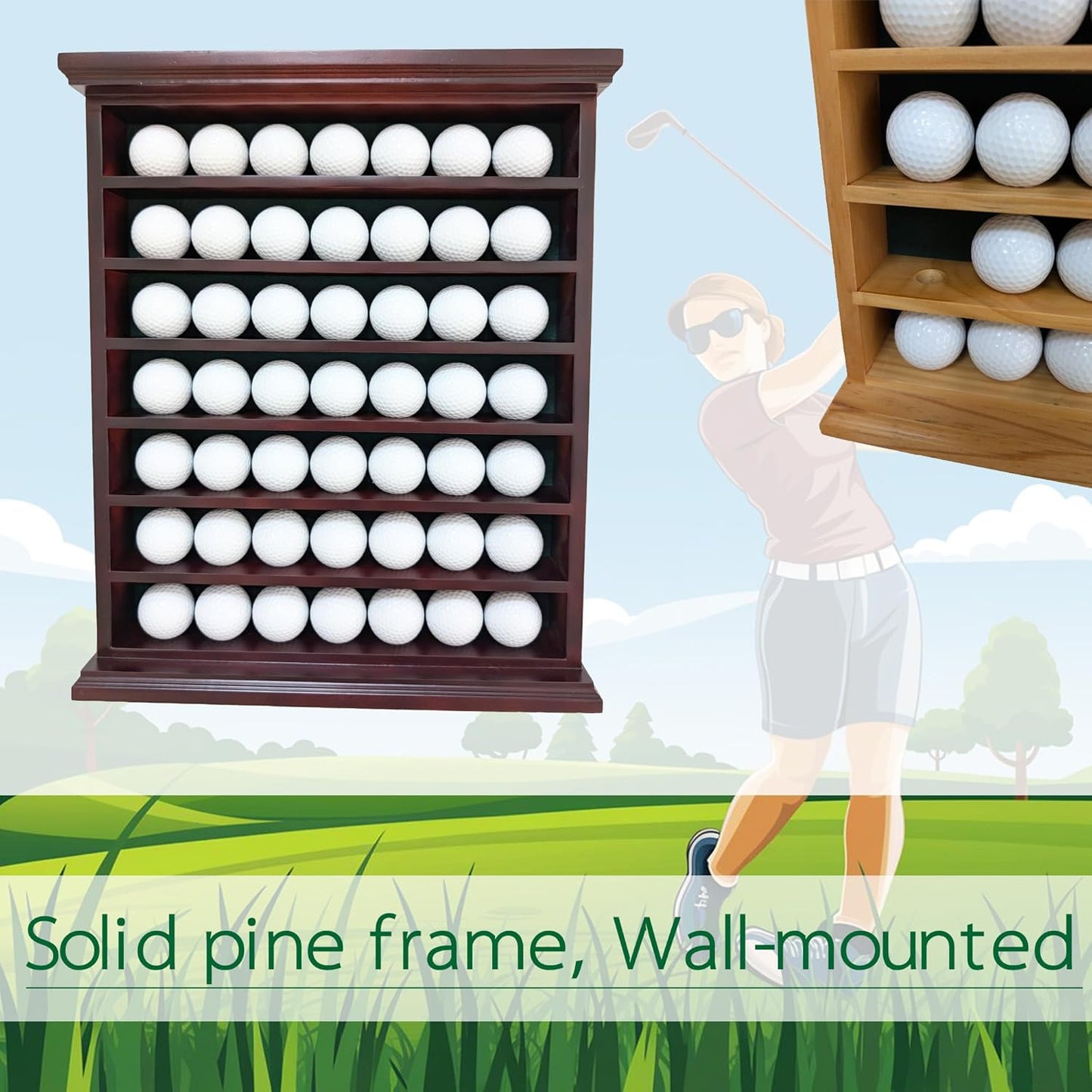 Elegant Golf Ball Display Case - Wall Mount Shadow Box for Store or Exhibition Showcases, Versatile Wall Mount Golf Memorabilia Case for Stores