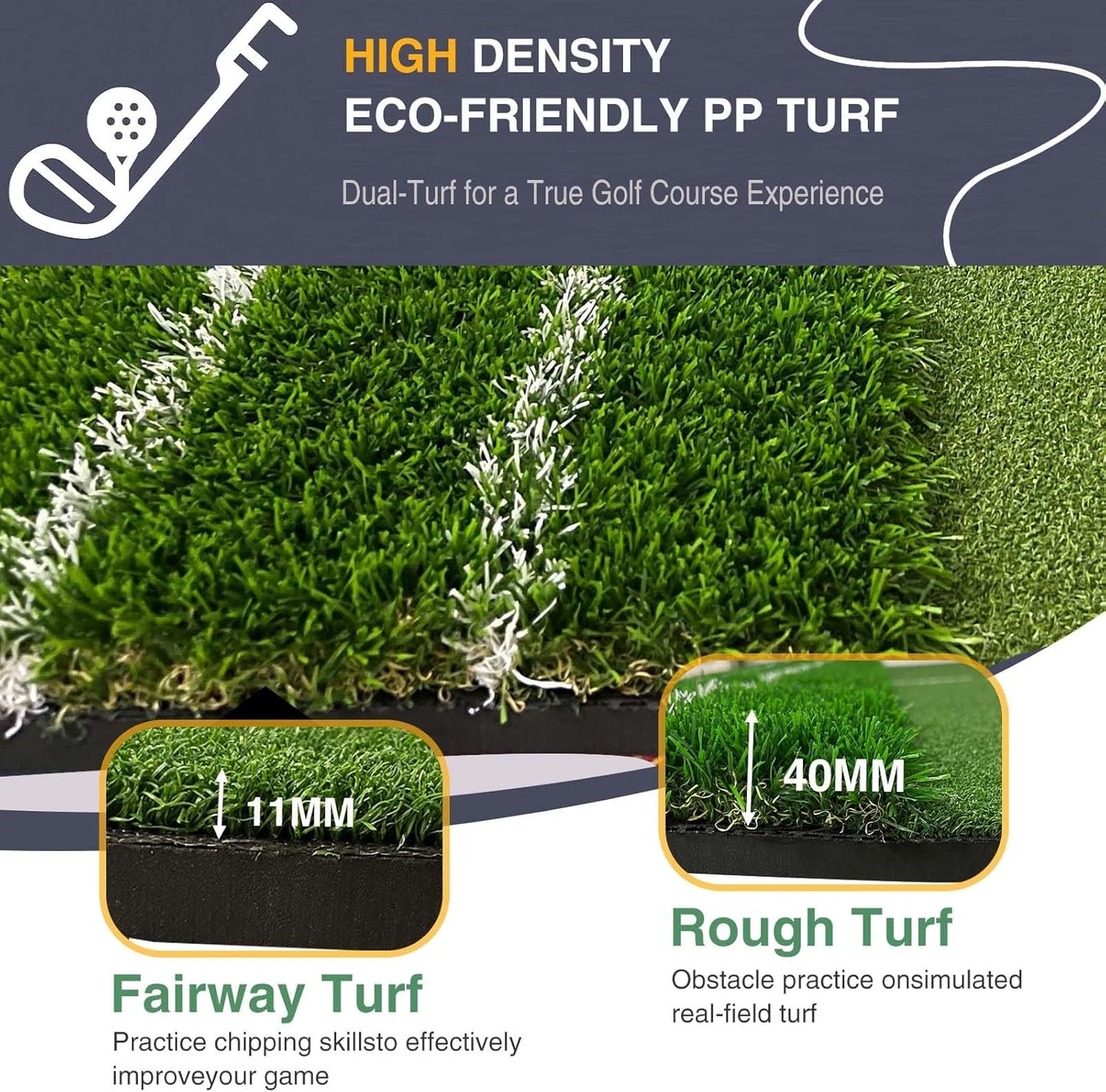 Upgraded 5x4ft Golf Hitting Mats,with Ball Tray, Thick Turf, 3 Tees for Driving Range, Indoor & Outdoor Practice Hitting, Swing & Chipping, Premium Dual-Turf Golf Mats Ideal Gifts for Men Dad.